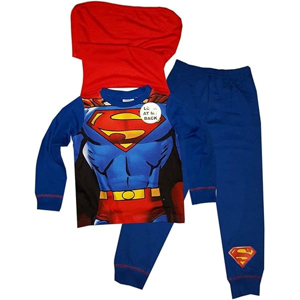 DC Comics Completo Pigiama per Ragazzi di età 3-10 | Pigiama Superman a Maniche Lunghe | 100% Cotone Superman Costume | Articolo Ufficiale| Regalo per i Ragazzi - 5-6 Anni