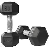 ManiBoom Professional Ergonomic and Non-Slip Rubber Hex Dumbbells with Chrome Bar &ndash; Dumbbells and Dumbbells Various Kilos 10