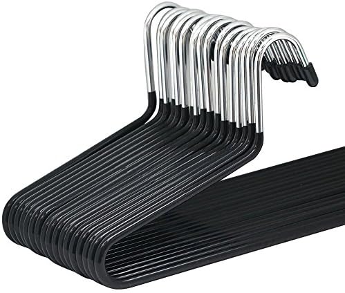 Multiple Metal Clothes Hanger Space-Saving Non-Slip Chrome Trouser Bar Coat Hanger black