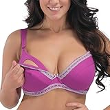 Gratlin Women's Cotton Lace Trim Underwire Non-Padded Maternity Nursing Bra