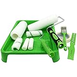 Amazon Brand - Eono Paint Roller Kit with Brush Set, Lint-Free Roller Sleeves, 9-Inch Paint Tray (12-Pack)