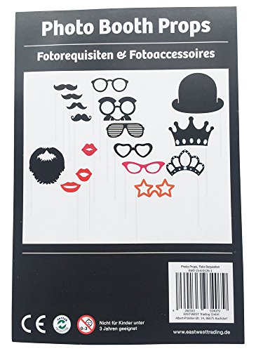 Fotorequisiten & Fotoaccessoires für witzige, lustige und besondere Bilder, egal ob Hochzeit, Geburtstag, Abschlussfeier oder jede andere Party mit Bärten, Lippen, Brillen, Krone, Hut/Melone - 2
