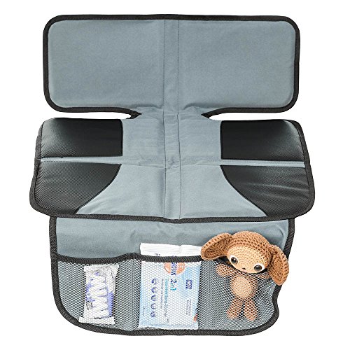 TecTake Kindersitzunterlage Autositzauflage mit Netztaschen für Autokindersitze Unterlage für Kindersitz Spielzeugtasche Sitzschoner schwarz - 3