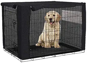 TUYU Dog Crate Cover, Dog Cage Cover, Durable Pet Kennel Cover, Perfect Two Entrance Dog Cage Cover for Wire Crate Indoor Outdoor Protection (Black, 31x20x21 inches)