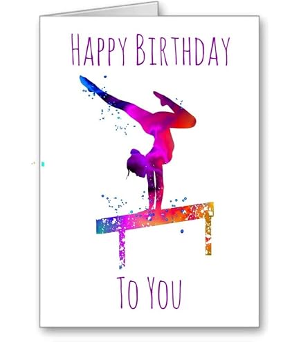 Personalsed Gymnast Brthday Card - Grls Brthday Card - Personalsed