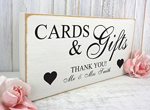 Personalised - Cards &amp; Gifts - White Free Standing Vintage Wedding Table Sign - Shabby &amp; Chic