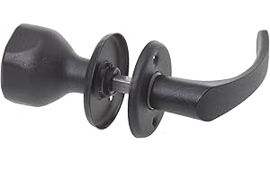 Aqbau® Poignée de porte rotative avec bouton de porte | Poignée de porte | Bouton | Bouton | Kit complet avec boulons et vis (noir)