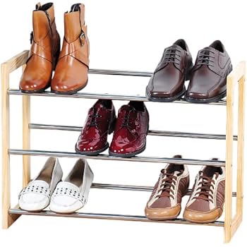 Kesper 69704 / Schuhregal aus Kiefernholz, ausziehbar, dreistöckig