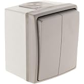Zenitech - IP55 Waterproof Double Switch - Grey - Automatic Terminals - Quick Installation - Weather/Dust Resistant - Domesti