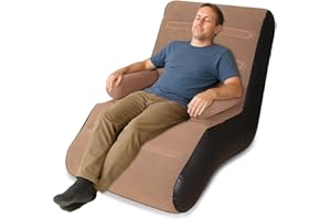 BEOSIOR Inflatable Chair Sofa, Portable Blow Up Armchair, S-Shaped Lazy Air Sofa Bed with Armrest, Single Adults Lounger for Indoor Gaming Reading, Outdoor Garden Camping Gaming, Brown