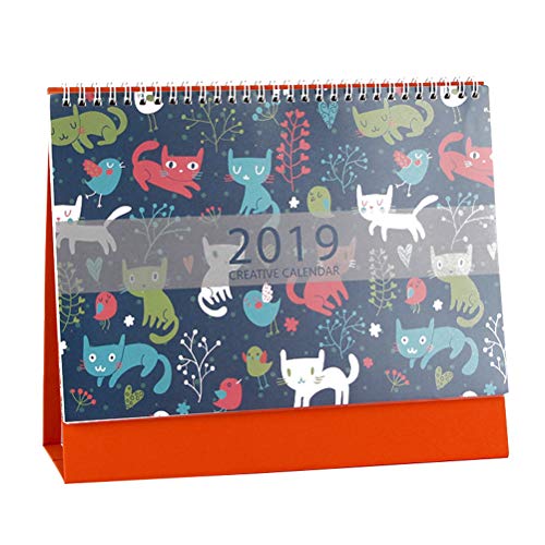 Preisvergleich Produktbild Vosarea 2019 Kreativer Schreibtischkalender mit Katzenmuster, Terminplaner, Cartoon-Jahreskalender, Jahresbuch für Büro und Zuhause