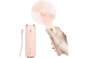 LETSCOL Handheld Mini Fan, 3 in 1 Hand Held Fan, Portable Travel Fan, Small Foldable Pocket Fan, Personal Desk Fan with Power Bank, Flashlight for Adults Women Makeup (Pink)
