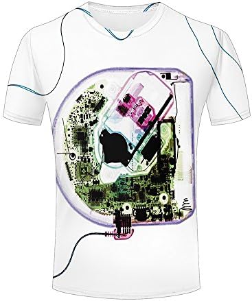 HONGJIA Men Tshirts Graphic Funny Unisex 3D Printed CD Player Ray Creative Graphic Tees XL