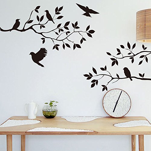 60 * 44 cm, schwarz Vogel Ast PVC DIY Vinyl Wandtattoo Abnehmbare Wandbild Home Decor Poster Hintergrund - 2