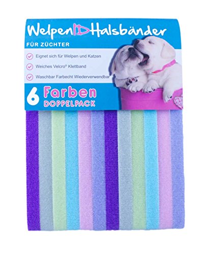 Preisvergleich Produktbild 6 WelpenIDHalsbänder - Doppelpack - Pastelle / Standard 34cm