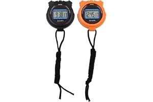 Tiardey Sport Stoppur Timer med Snöre, Multi-Function Sport Digital Stoppur Stor Display, med 12/24 timmars klocka Alarmkalender (svart+gul)