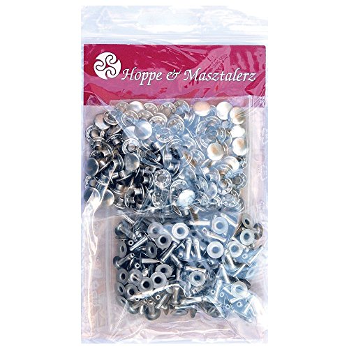 150 Doppel-Hohlnieten Nieten Ziernieten 11mm (11/12) aus Eisen (nickelhaltig), Finish: nickel-glänzend - 2