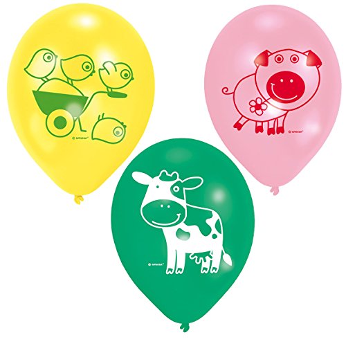 amscan Luftballon Farm Fun rund sortiert 6 Stück