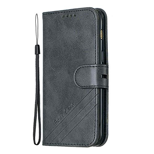 Lomogo Coque Galaxy A3 2017 Portefeuille, Housse en Cuir avec Porte Carte Fermeture par Rabat Aimanté Antichoc Étui Case pour Samsung Galaxy A3 2017/A320FL - LOHEX120058 Noir