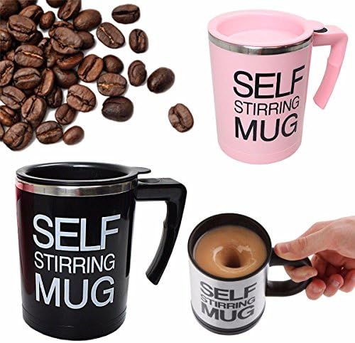 HK Gifts Self-Stirring COFFEE MUG Auto Easy Mixing Tea/Soup Office Home (Random Sent). &amp; LED Keychain Torch