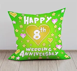 DreamVio Happy 8th Anniversary Cushion, Gift Cushion for Husband, Wife,Couples, Friends on Birthdays & Anniversaries Color : Green (12 x 12 inch)