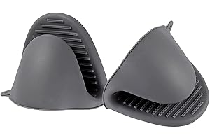 PAIDASHU Silicone Oven Gloves, Pot Holders-Heat Resistant, Non-Slip, Waterproof, Mini Oven Mitts Perfect for Cooking, Baking and BBQ (Dark grey)