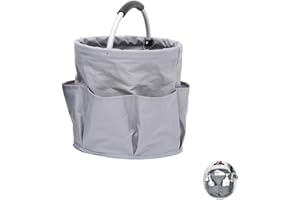 CuiCanfla Caja de almacenamiento plegable, organizador de productos de limpieza, cesta de herramientas de 17 L, bolsa para herramientas de jardín, 1 compartimento principal con 6 bolsillos exteriores,