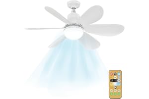 XUZIE FREE3VITA Ceiling Fans with Lights and Remote Control, Ceiling Fan Light with 6 Blades Supports, 3 Speeds Adjustment, 3 Color Switching, Timing, Fan Light Ceiling for Bedroom, Living Room, Kitchen