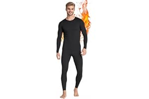 Pzvtoi Men's Thermal Underwear Set Long Johns Ultra Soft Fleece Men Long Sleeve Pajama Top & Bottom Set Lined Base Layer Set for Cold Weather Thermal Underwear