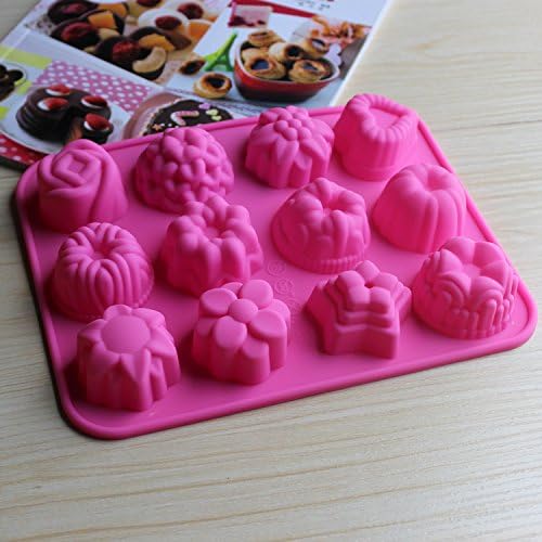 Hanseatic Consumables 12 mini muffin baking mould, tart mould, chocolate mould, biscuits, 25 cm x 17 cm x 2 cm, non-stick coating, food silicone, taste-neutral