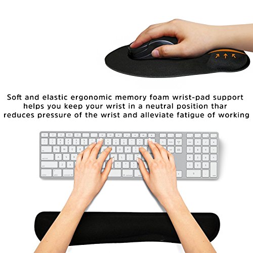 Duomishu Tastatur-Pad und Mauspad im Set Komfort-Mousepad Tastaturpad mit Handgelenkauflage für Sehnenscheidenprobleme bequeme Mausmatte aus Memory-Schaum - 2