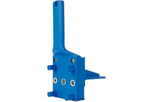 ATOPOLER 1Pièce Gabarit de Trou de Poche, Kit Guide de Perçage Droit Bois 6/8/10mm, Gabarait de Goujon Menuiserie à Trou Droit, Outil de Perçage Portable, Gabarits pour Goujon en Bois à Main (Bleu-1Pièce)