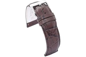 diloy Cinturino pelle vitello stampato coccodrillo scaglia quadrata imbottito sportivo – Misure 14mm 16mm 18mm 20mm 22mm 24mm 26mm 28mm 30mm – Elegante e resistente 368