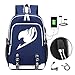 Price comparison product image Anime Fairy Tail Backpack Student School Bag Laptop Backpack Dapack Bookbag with USB Charging Port