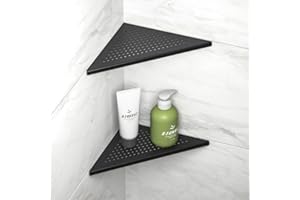 Bernkot 304 - Estantes de esquina de acero inoxidable para baño (2 unidades, 253 x 253 x 355 mm), color negro