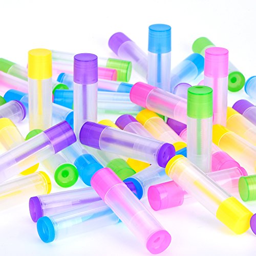 eBoot 50 Stück Lippenpflege Leere Behälter Klare Rohr mit Verdreht Ende und Ober Kappe, 3/ 16 Unzen ( 5,5 ml) - 3