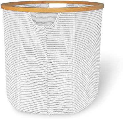 EVAHOM Circle Collapsible Laundry Basket Storage Large Sized Folding Rotary Baskets Bamboo Hamper Bin for Clothes, Toy, Clutter, Sorter Organization Convenient Carrying(L)