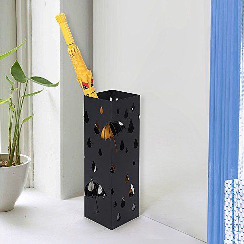 Songmics Schirmständer Regenschirmständer Wasserauffangschale und Haken werden verschenkt 49 cm schwarz LUC49B - 2