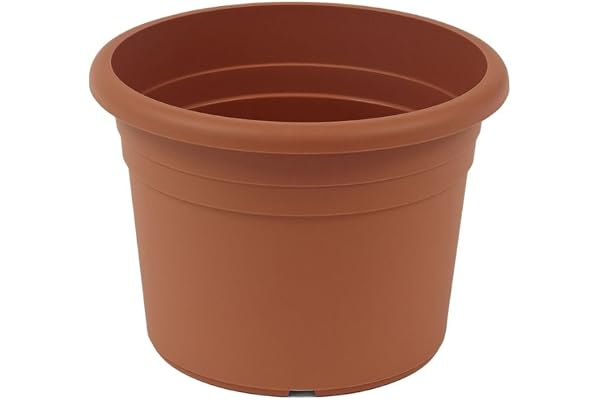 greemotion Pot de fleurs rond en plastique - Pot pour plantes extérieures et intérieures - Pot de jardin couleur terre cuite Ø 30cm 8L