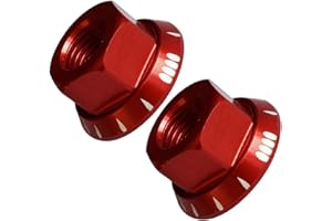 Albedel Red 2 PCs M10 Bike Wheel Hub Axle Nuts 7075 Aluminum Bicycle Chromed Skewer Bolt Screw Nut Road MTB Replacement