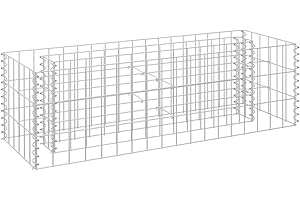 vidaXL Gabion Raised Bed - Rectangular Silver Plant Bed - Galvanised Steel Garden/Patio Dborder - 90x30x30 cm - Weather-Resistant/Rustproof - Easy to Assemble