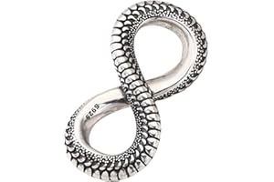 FORFOX Vintage 925 Sterling Silver Infinity Loop Pendant with Dragon Scales for Men Women 34mm x 17mm