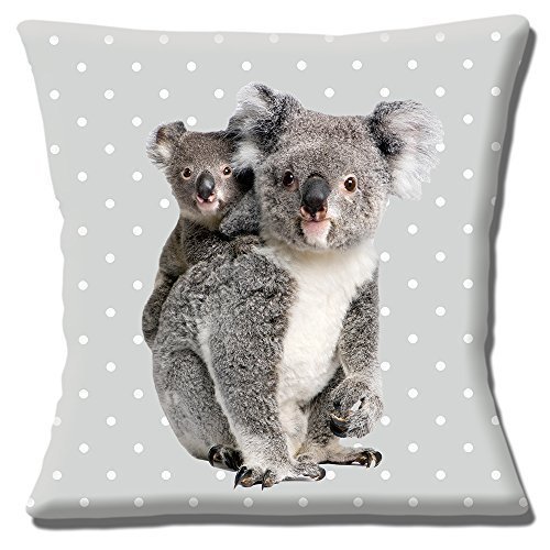 Cute Australien Koala Bear & Baby Foto Print Pale Grau mit weiß Polka Dot-40,6cm (40cm) Kissenbezug,
