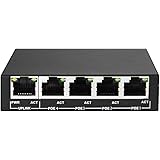 PoE Switch PS504 Mini commutateur PoE Power Over Ethernet, 5 ports LAN RJ45, 4 ports LAN POE RJ45, 802.3AF, 48V / 60W Noir