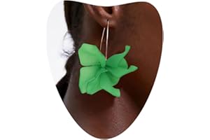 Atentuyi Boucles D'oreilles Boho Fleur Verte Boucles D'oreilles Acrylique Or Fleur Rose Boucles D'oreilles Résine Rose Pendantes Boucles D'oreilles Florales Crochet Long Bijoux Pour Femmes Et Filles