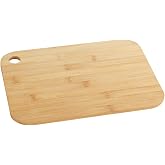 WENKO Bamboo Chopping Board M - Kitchen Cutting Board with Grip Hole, Caring for the Edge of Knives, Bamboo, 11 x 0.8 x 20 cm