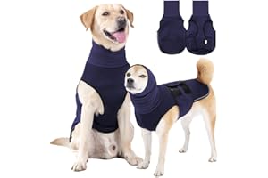 CuteHairy Dog Anxiety Relief Vest, 2 in 1Breathable Dogs Comfort Anxiety Shirts, Puppy Soft Jacket With Reflective Stripe, Anxiety Calming Coat Wrap for Fireworks Thunderstorm Navy Blue M