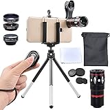 Apexel universali 4-in-1 10 x teleobiettivo, fish eye, grandangolo e macro lens con mini treppiede per iPhone 7 6/6S Plus Samsung HTC e tablet e più Andriod Phone