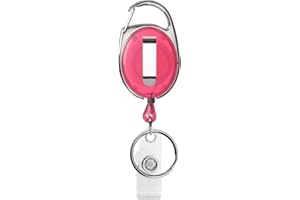 KARTEO Porte-badge enrouleur rose avec mousqueton, clip de ceintur een métal et boucle en vinyle, mousqueton porte-clé pour porte-carte, porte-badge