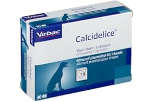 Virbac Calcidelice | 30 comprimés | Aliment minéral pour chiens | Pour la croissance et la lactation | Pour soutenir le métabolisme | Contient du calcium, du phosphore et de la vitamine D3